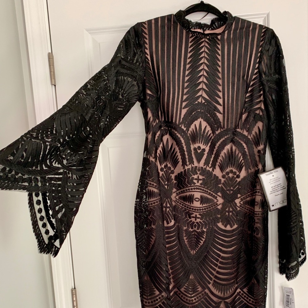 NWT Black/Nude Bell Sleeved Dress